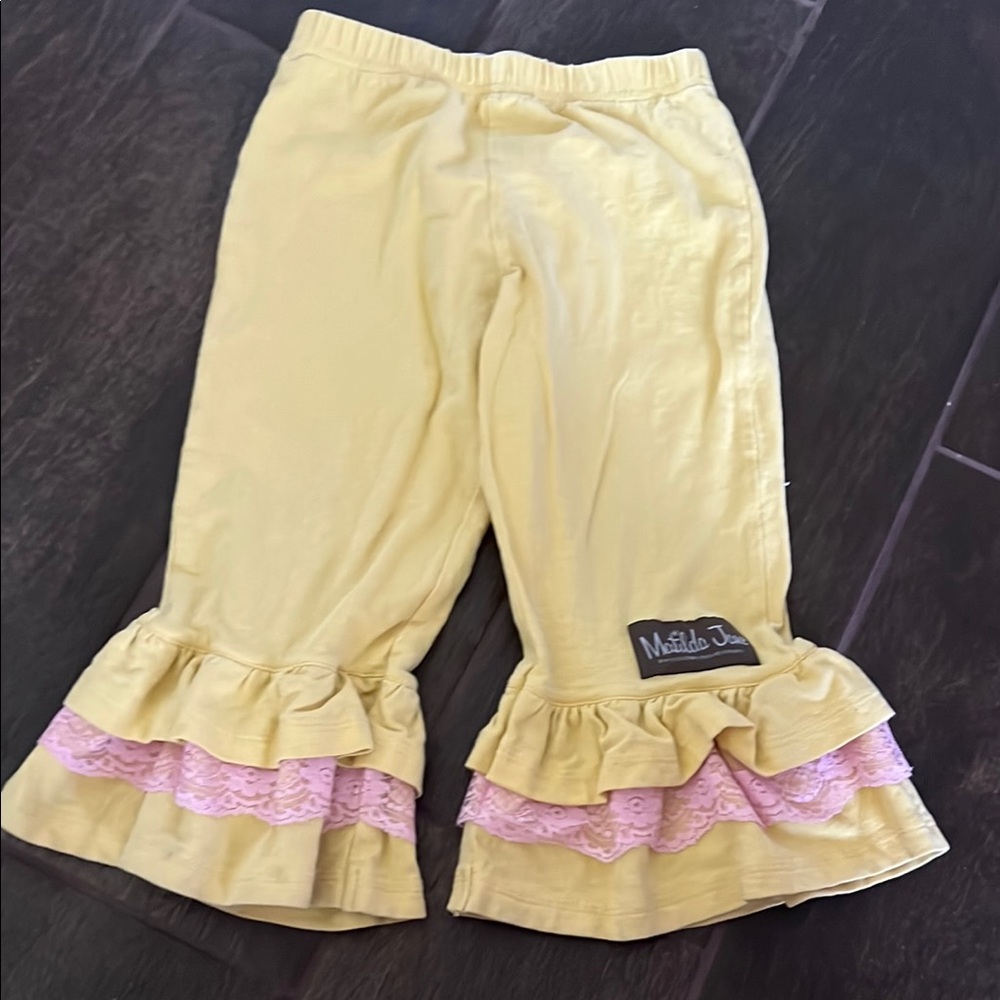 Matilda Jane Yellow Pants with Pink Ruffles